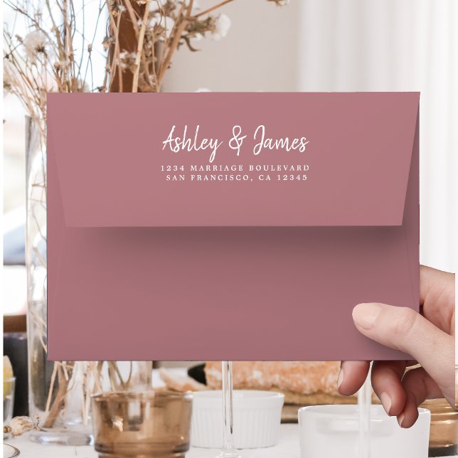 Dusty Rose Wedding Return Address Envelope (Creator Uploaded)
