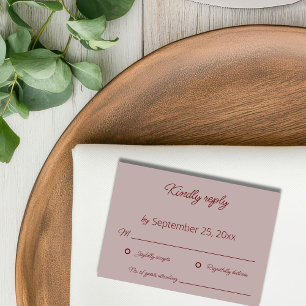 Dusty Rose Wedding RSVP Card