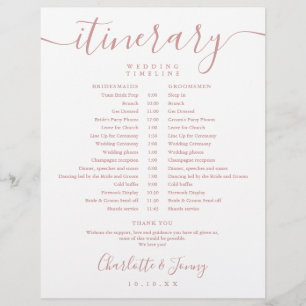 Dusty Rose Wedding Schedule Itinerary Timeline