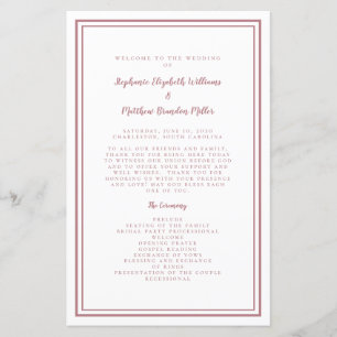 Dusty Rose Wedding Script Budget Ceremony Program