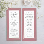 Dusty Rose Wedding Service Ceremony Elegant Programme<br><div class="desc">Dusty Rose wedding program design features a beautiful chic border in dusty rose that includes an elegant petite white border. Personalise wedding ceremony details for your guests in chic charcoal grey calligraphy lettering and script set on a white background. The back of the card matches with Dusty Rose on crisp...</div>