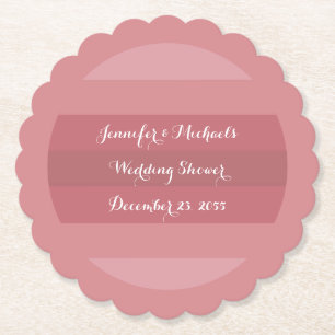 Dusty Rose Wedding Shower or Anniversary Party Paper Coaster