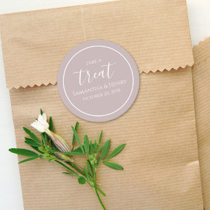 Dusty Rose Wedding Simple Calligraphy Script Treat Classic Round Sticker