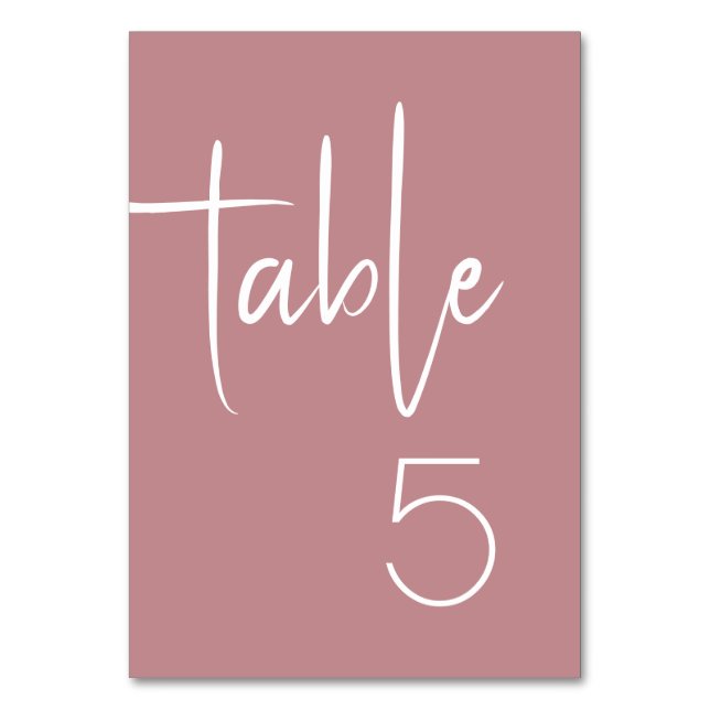 Dusty Rose Wedding Table Number (Front)