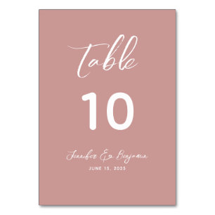Dusty Rose Wedding  Table Number