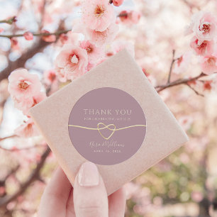 Dusty Rose Wedding Thank You Favour Classic Round Sticker