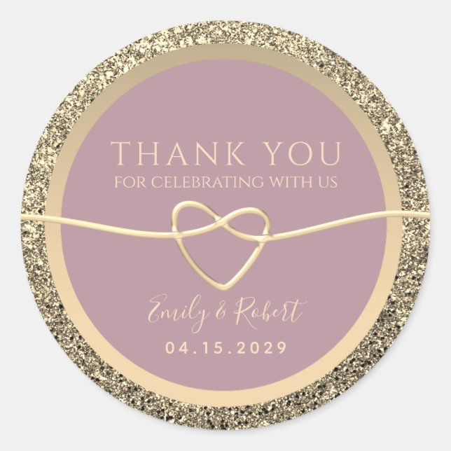 Dusty Rose Wedding Thank You Favour Classic Round Sticker (Front)