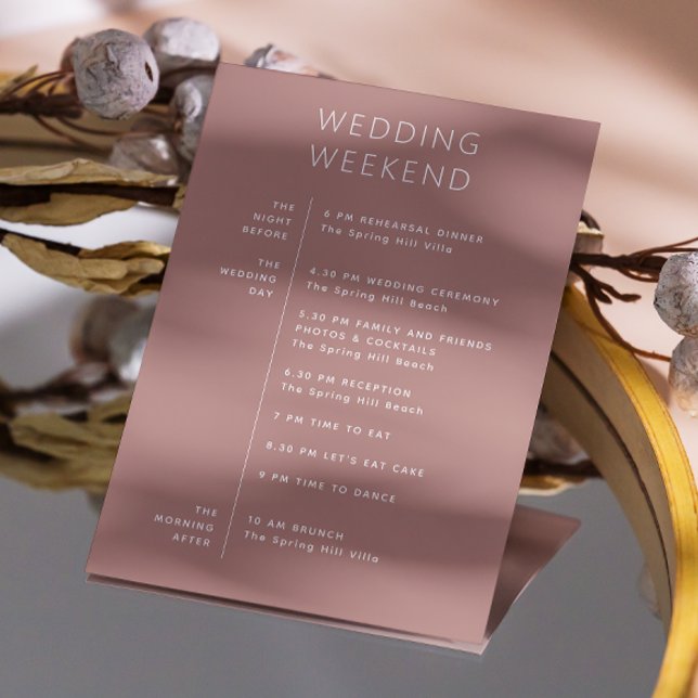 Dusty Rose Weekend Timeline | Wedding Welcome Invitation (Creator Uploaded)