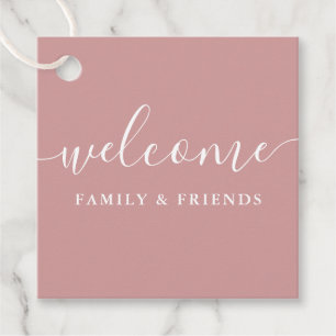 Dusty Rose Welcome Wedding Gift Basket Bag Favour Tags
