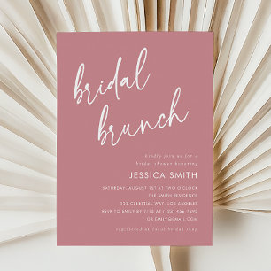 Dusty Rose Whimsical Modern Bridal Brunch Invitation