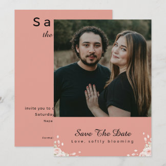 Dusty Rose Whispered Petal Modern Script photo Save The Date
