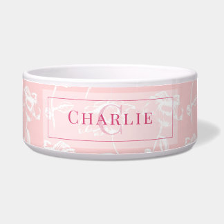 Dusty Rose White Floral, Custom Monogram Dog Pet