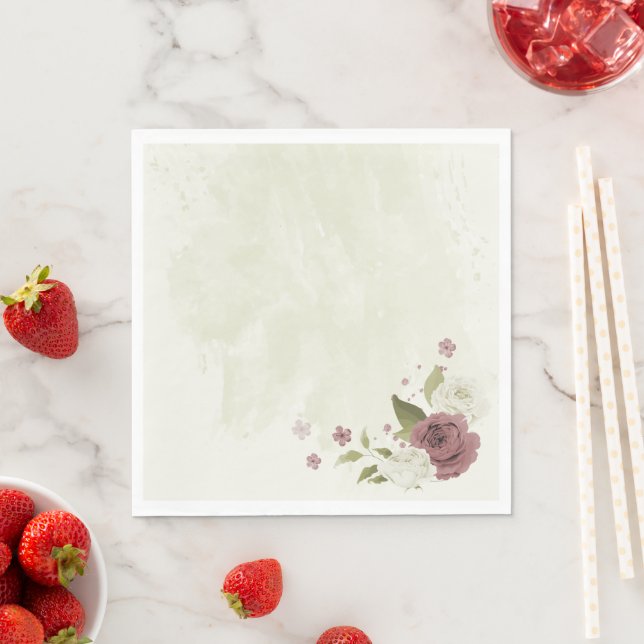 dusty rose white flowers  napkin (Insitu)