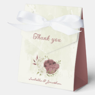 dusty rose white flowers wedding favour box
