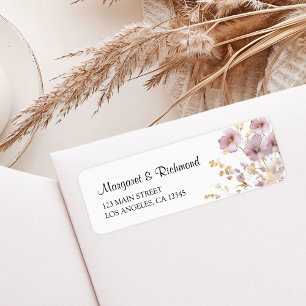 Dusty Rose Wildflower Floral Wedding Address