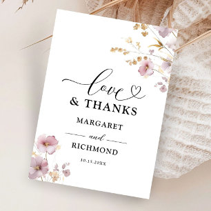 Dusty Rose Wildflower Floral Wedding Thank You Card