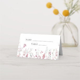 Dusty Rose Wildflower Meadow Wedding Place Card