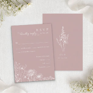 Dusty Rose Wildflower RSVP Card Wedding Insert