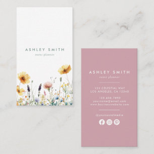 Dusty Rose Wildflower Social Media Business Card