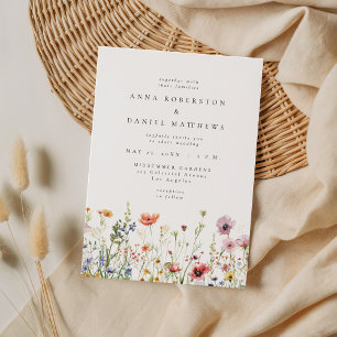 Dusty Rose Wildflower Wedding Invitation