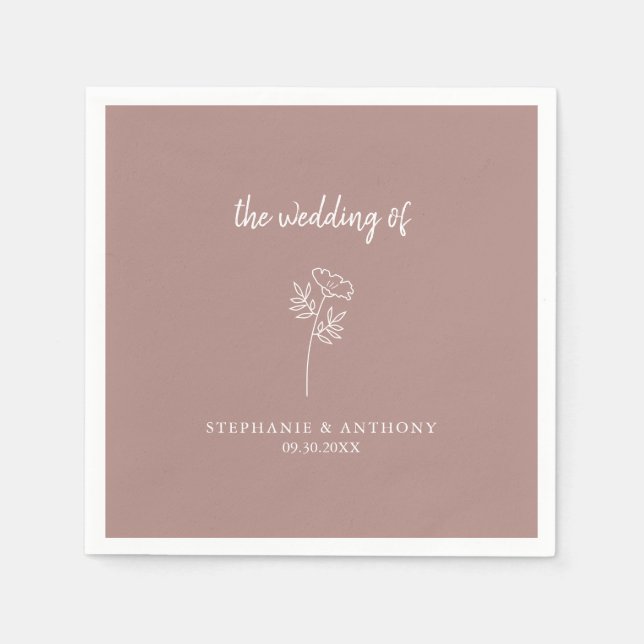 Dusty Rose Wildflower Wedding Napkin (Front)