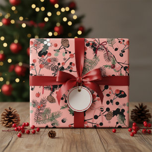 Dusty Rose Winter Floral Wrapping Paper
