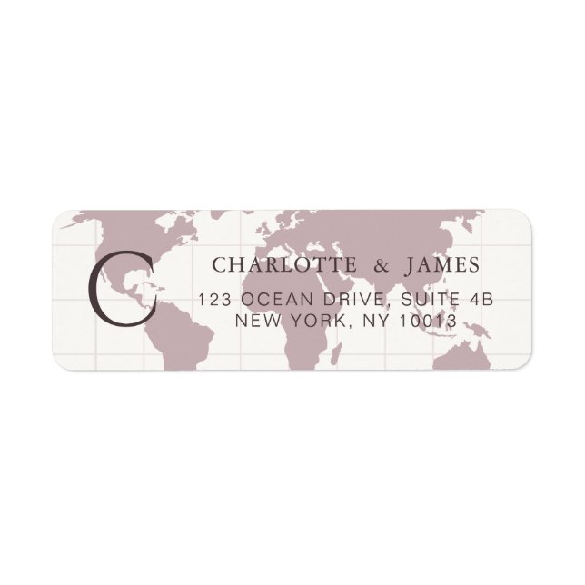 Dusty Rose World Map Destination Wedding Custom (Front)