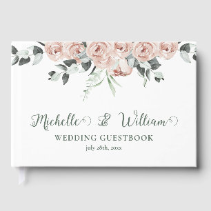 Dusty Roses Eucalyptus Floral Wedding Guest Book