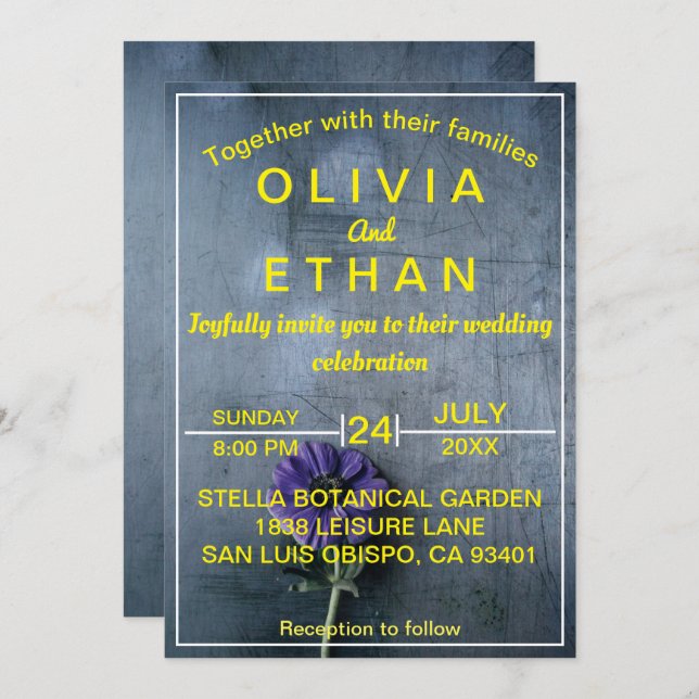 Dusty rustic gold elegant Wedding Invitation (Front/Back)