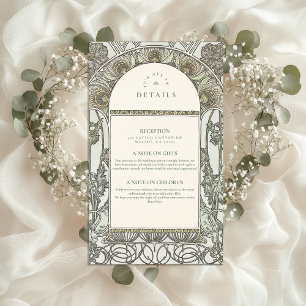 Dusty Sage Art Nouveau wedding Enclosure Card