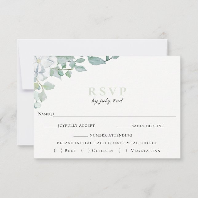 Dusty Sage Botanical Wedding RSVP Card (Front)