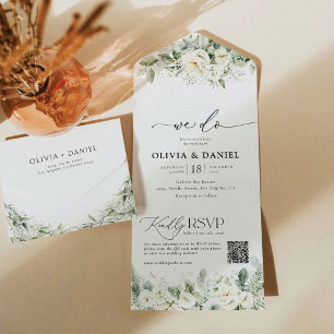 Dusty Sage Green All in One Wedding Invite