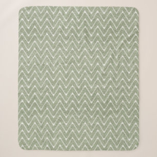 Dusty Sage Green Chevron Pattern Sherpa Blanket