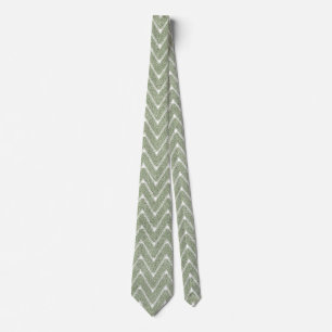 Dusty Sage Green Chevron Pattern Tie