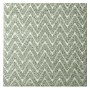 Dusty Sage Green Chevron Pattern Tile