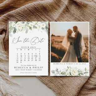 Dusty Sage Green Flat Save The Date Card