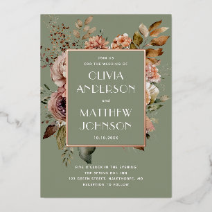 Dusty Sage Green Floral Wedding Garden Gold