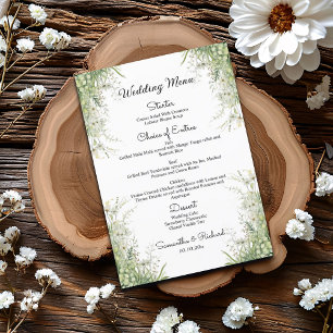 Dusty Sage Green Flowers 5x7'' Wedding Menu