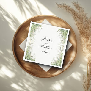 Dusty Sage Green Flowers Wedding Napkin