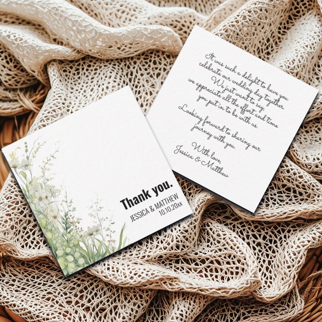 Dusty Sage Green Flowers Wedding Thank You Card (Creator Uploaded)
