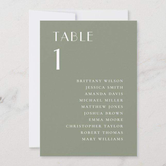 Dusty Sage Green Garden Wedding Seating Chart Invitation (Front)