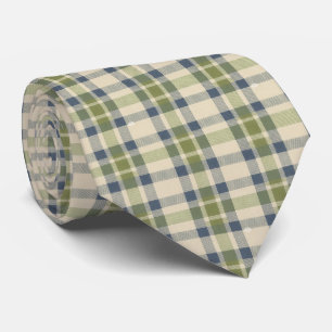 Dusty Sage Green Gingham Men's Tie Vichy Check