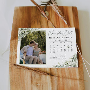 Dusty Sage Green Save The Date with Photo Card