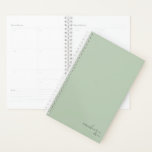 Dusty Sage Green Simple Minimalist Personalised Planner<br><div class="desc">Dusty Sage Green Elegant Simple Minimalist Personalised Notebook featuring your name and year in modern script. Our planner is here to help you achieve your goals. It provides a way to stay organised and reflect on your life. With a simple undated design, you can use this planner for any occasion:...</div>