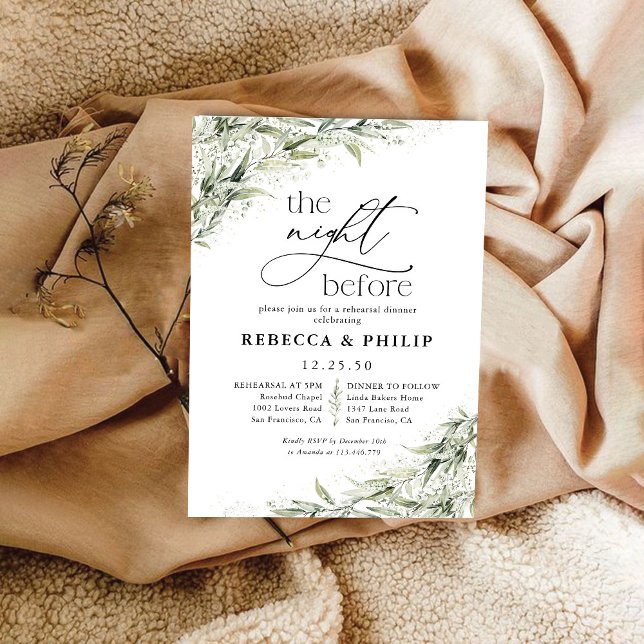 Dusty Sage green The Night Before Invitation (Creator Uploaded)