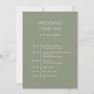 Dusty Sage Green Timeline   Wedding Itinerary  Invitation