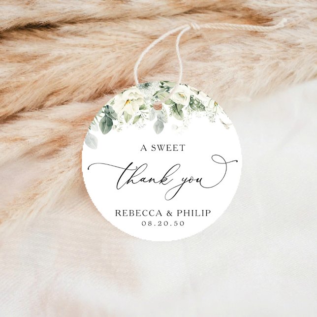 Dusty Sage Green Wedding Classic Round Sticker (Creator Uploaded)