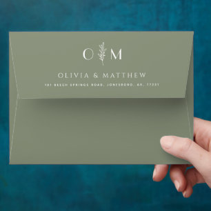 Dusty Sage Green Wedding Elegant Minimalist Envelope