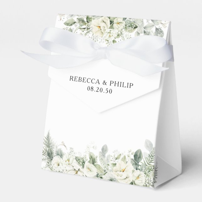 Dusty Sage Green Wedding Favour Boxes (Front Side)