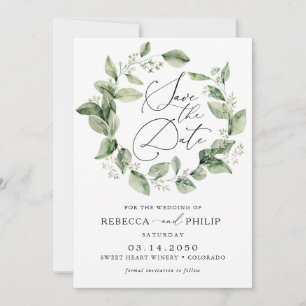 Dusty Sage Green Wedding Save The Date Card
